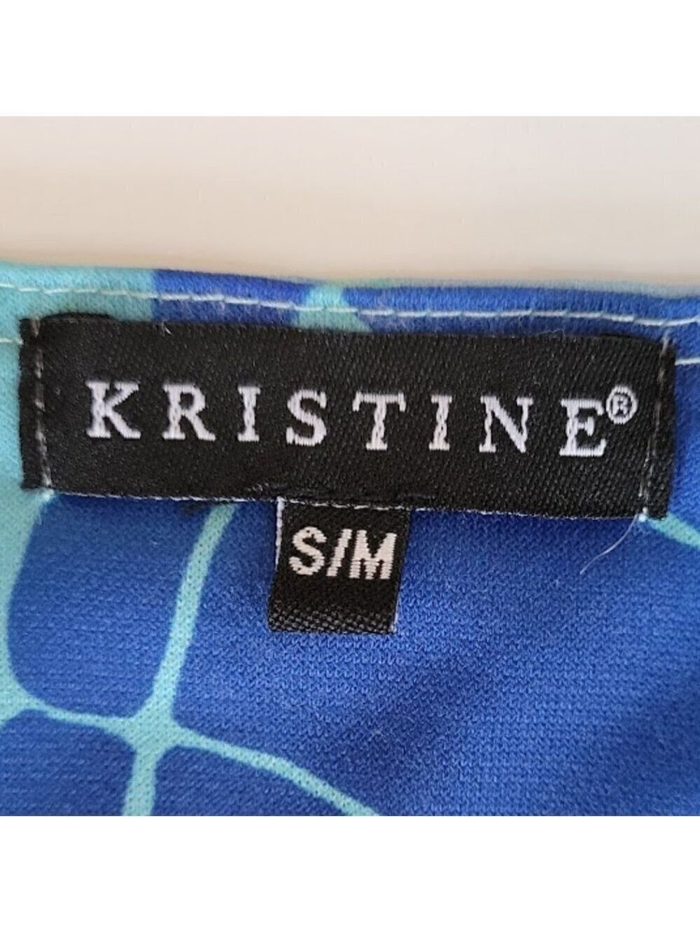 Kristine Blu& Green Flowy Blouse V-Neck Tunic Top Women's Size S/M - Picture 9 of 12